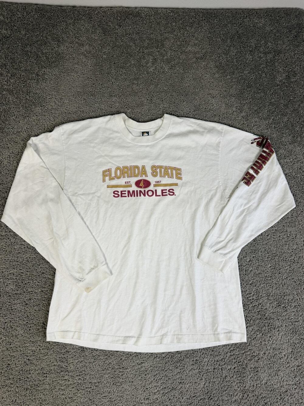 Florida State Seminoles Shirt Mens XL White NCAA Football Cotton Deluxe